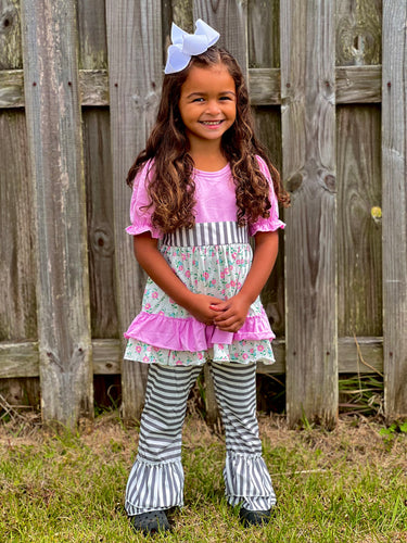 Pink stripe ruffle